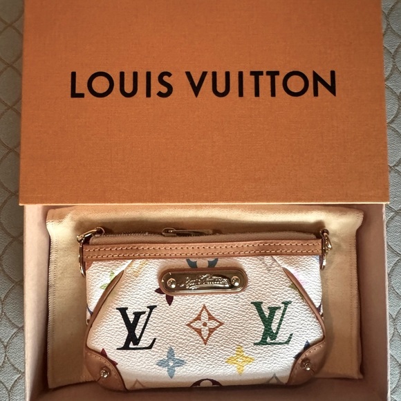 VINTAGE LOUIS VUITTON Murakami White Multicolor Monogram Milla PM Pochette GHW - Picture 5 of 16